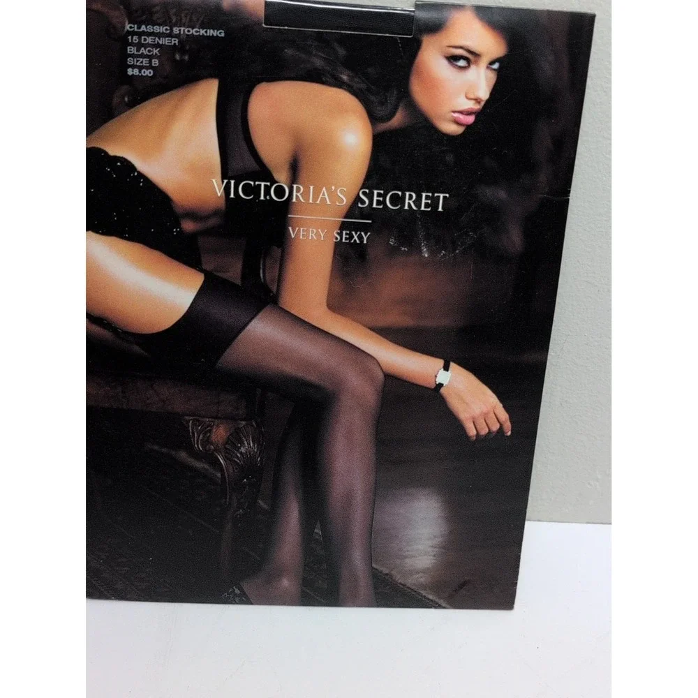 Vtg Victoria's Secret VERY SEXY Classic Stocking Ivory Size B Thigh High NIP Y2k
